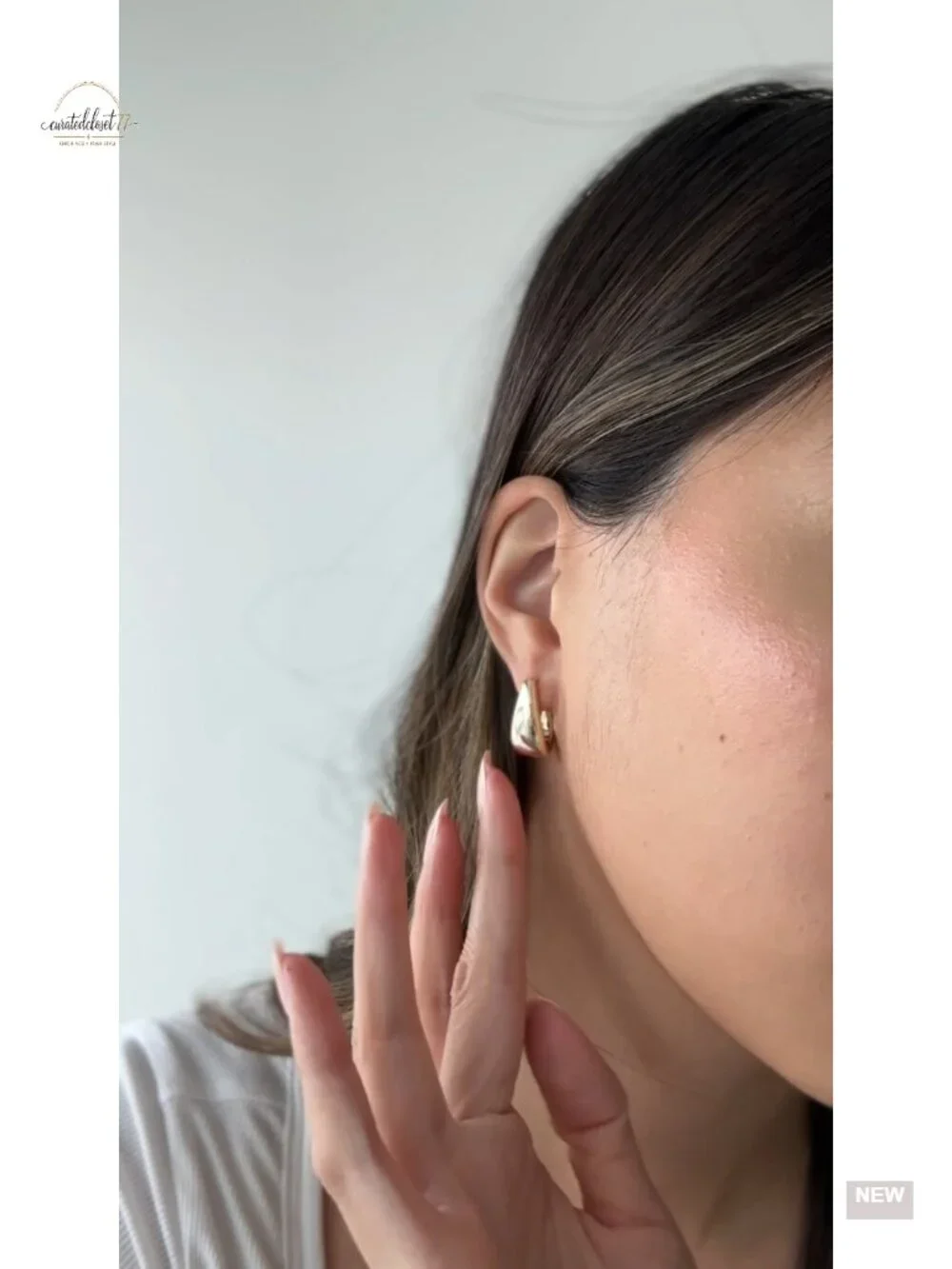 14K Gold Plated 925 Sterling Silver Dome Hoop Earrings Women Statement - Picture 6 of 6